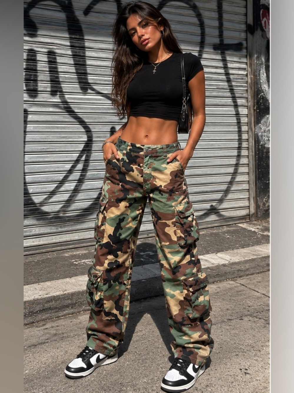 VIP Camouflage Cargo Pants in Green and Brown - Picture 1 of 9